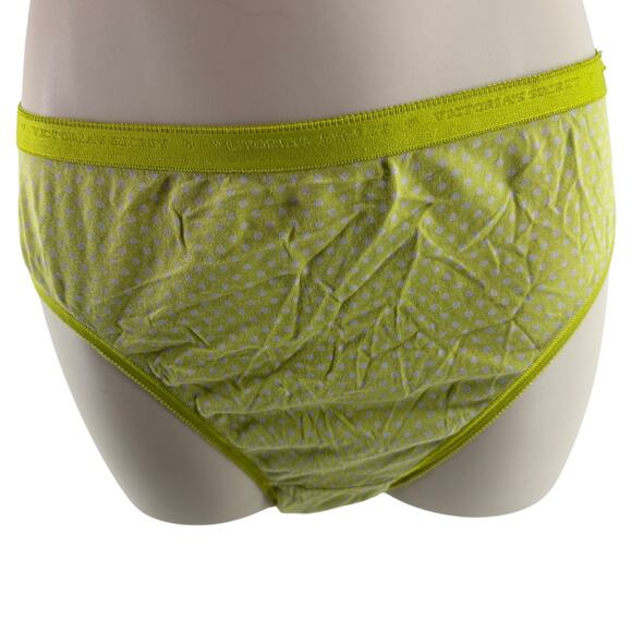 Victoria's Secret Lime Green Polka Dot Hi Leg Brief Cotton Size Xlarge - Picture 1 of 6